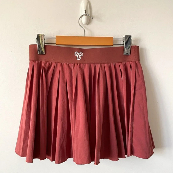 Aritzia TNA SET Tennis Golf Pro Micro Pleated Skirt + Top Red Agril Size Medium - Picture 8 of 12